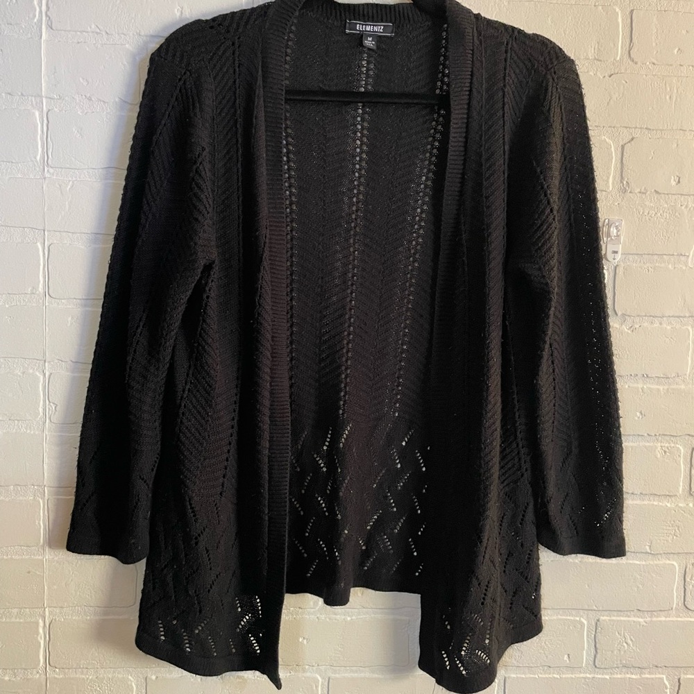 Elementz Black Open-Front Cardigan